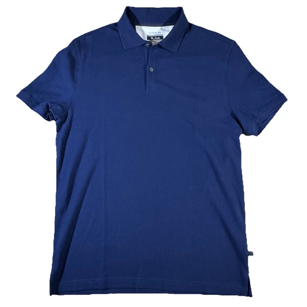 St. Aisle Mens Classic Fit Navy Blue Short Sleeve Polo Shirt Size S